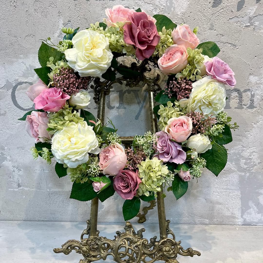 アーティフィシャルフラワー（高級造花）のフラワーリース教室　横浜　相澤紀子　