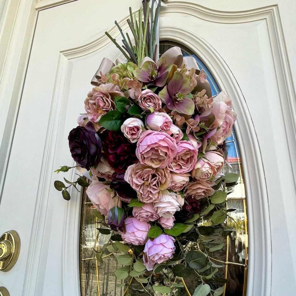 玄関ドア用高級造花の大きく豪華なスワッグオーダーメイド