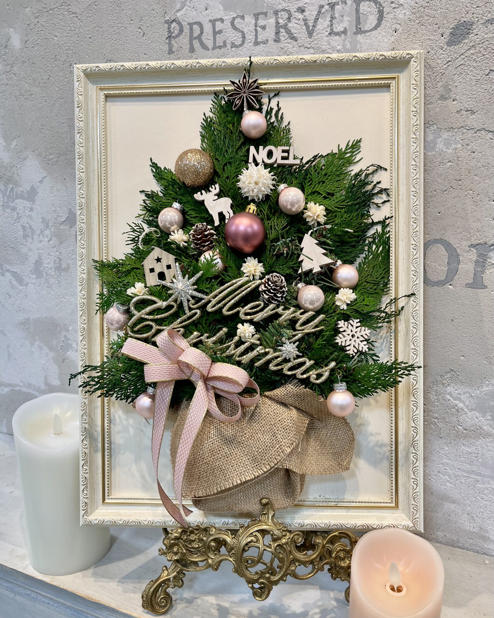 横浜たまプラーザ クリスマスリース教室作品例