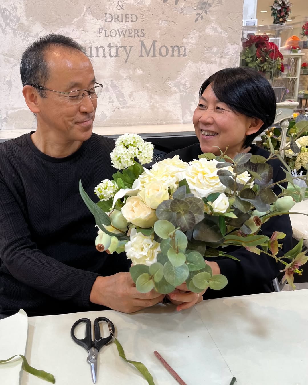 横浜ウェディングブーケ教室ご両親で