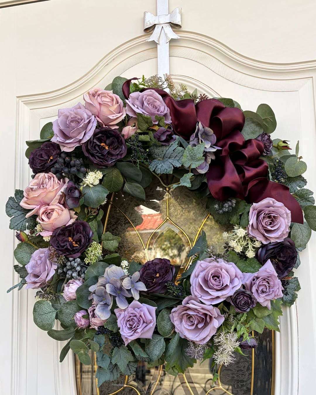 直径55㎝大きな玄関フラワーリース/スワッグオーダー作品
