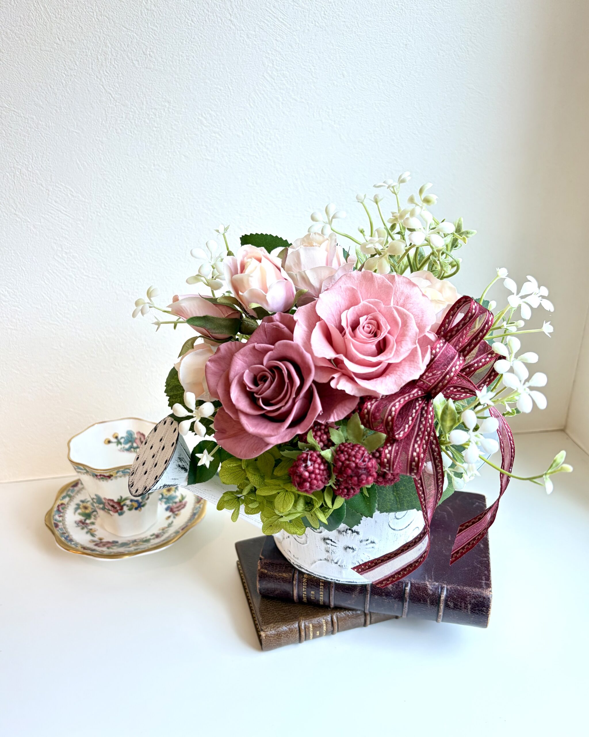 プリザーブドフラワー＆アーティフィシャルフラワーアレンジメント教室　横浜たまプラーザ体験レッスン作品