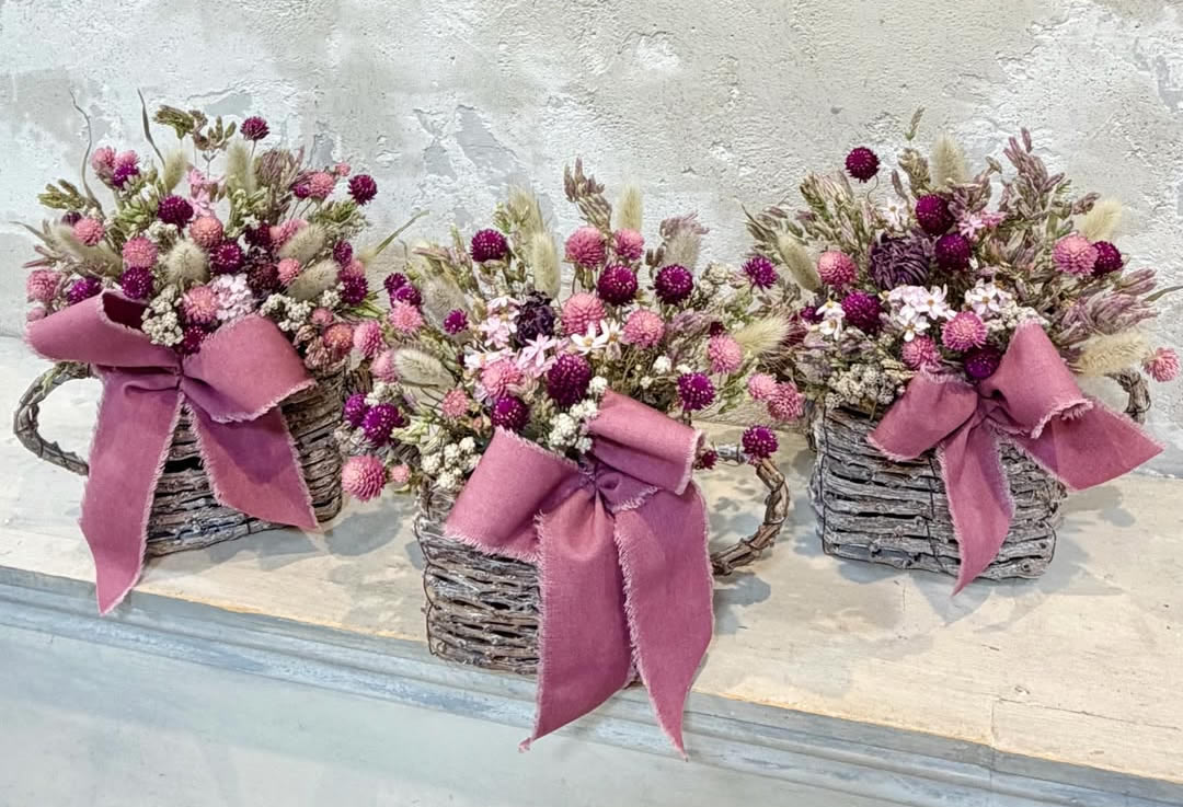 ドライフラワーアレンジメント教室体験レッスン作品